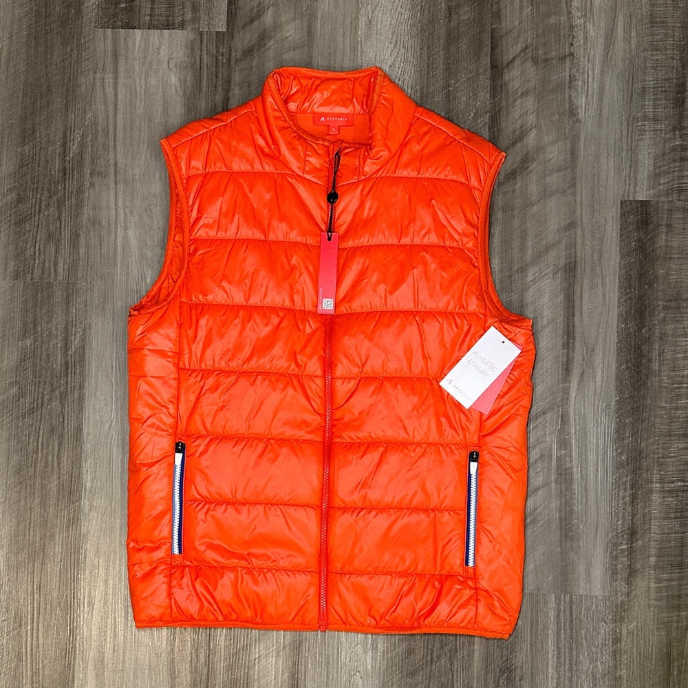 Redvanly Athletic Luxury Vermilion Winslow Puffer Golf Vest - Large